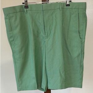 Bobby Jones Mens Green Micro Check Golf Shorts 38 Flat Front Preppy Performance